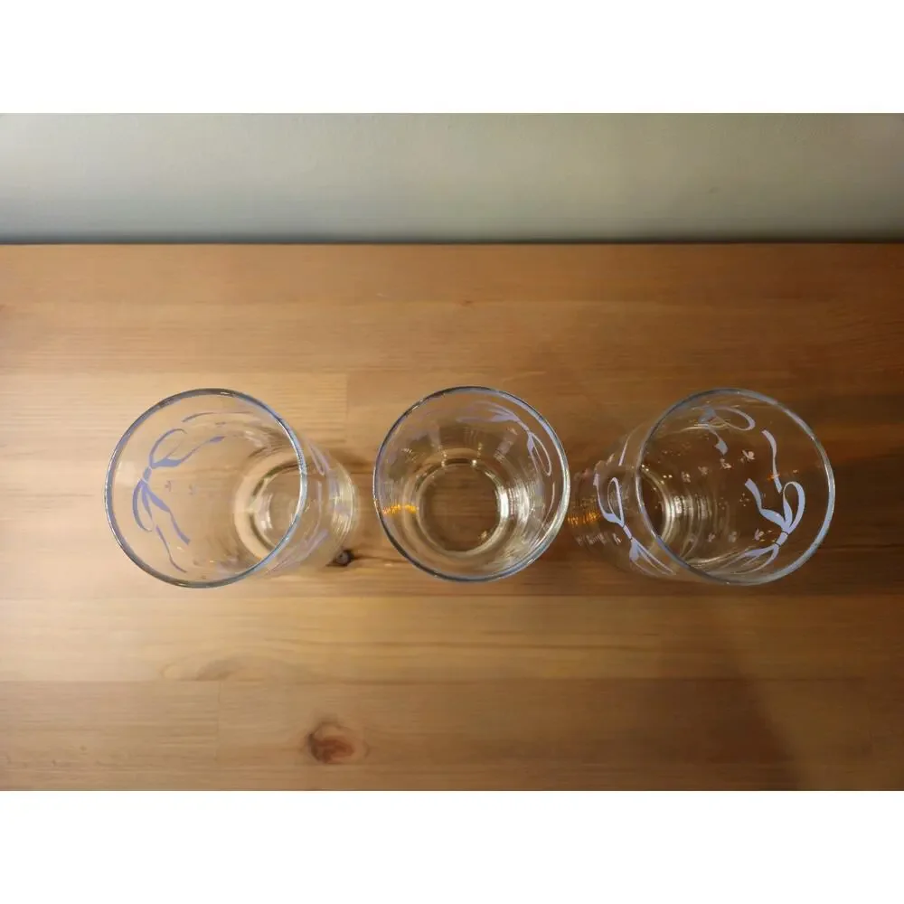 Country Cottage Blue Ribbon Libbey Drinking Glasses 14 oz Set Of 3